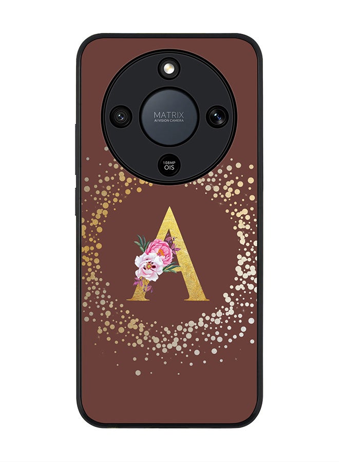 For Honor X9d / Magic8 Lite / X70 Case,Slim fit Camera Protection, Shockproof Thin Phone cover  - Custom Monogram Floral - A  (Brown )